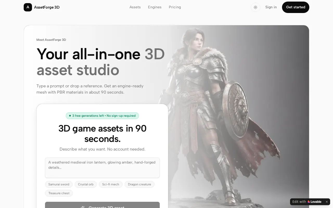 AssetForge 3D website